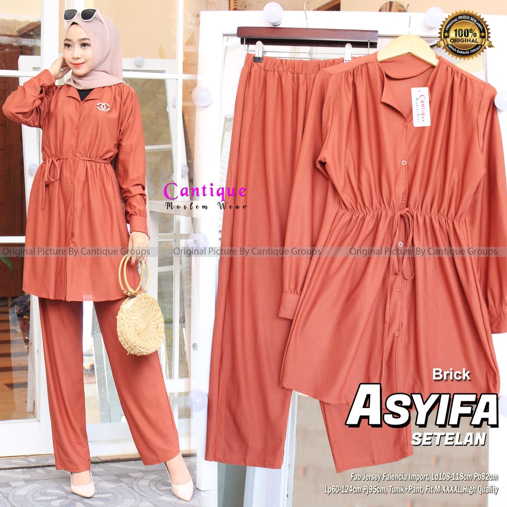 Set wanita jumbo LD 108 melar 118 setelan tunik polos mat jersey falencia one set big size lengan panjang Ori Srikandi | Kelly Asyifa Yumia Syakilla Whiteney-Asyifa brick