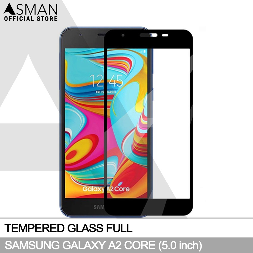 Tempered Glass Full Samsung Galaxy A2 Core (5.0&quot;) | Anti Gores Kaca - Hitam