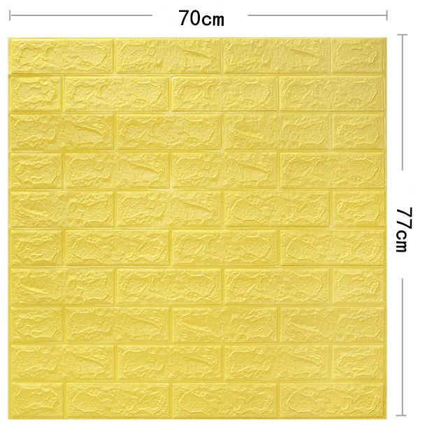 Big Size 70x77cm Wallpaper Dinding 3D ​Motif Batu Bata Putih Sticker Dinding Dekorasi Kamar ​murah Perekat Diri-ZW-8 Kuning 70x77cm