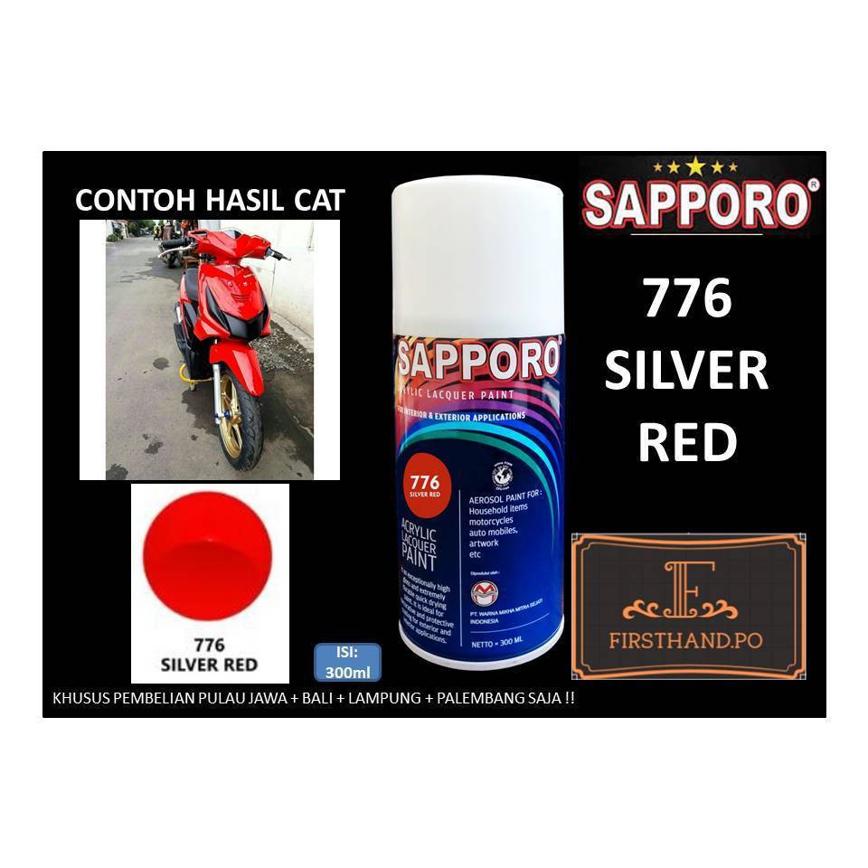 SAPPORO SPRAY PAINT 776 SILVER RED MERAH 300ML / Pylox / Pilox