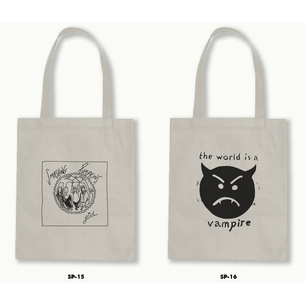 Tas Tote Bag Resleting Kanvas/Blacu  - Smashing Pumpkins .01