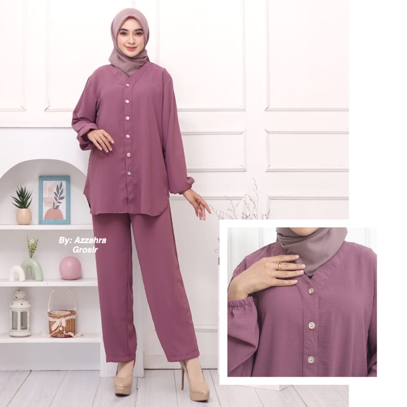 Kalisa Set Ld112 - Setcel Crinkle One Set Setelan Wanita Jumbo Oversize / 379-6978