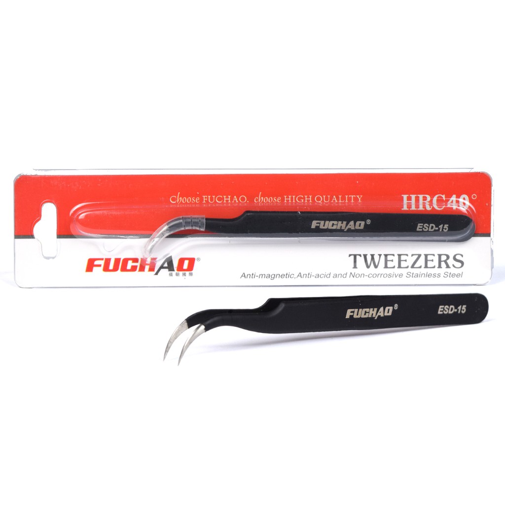 Pinset Benang Bengkok / Bent Thread Tweezer Bengkok Professional ESD-15