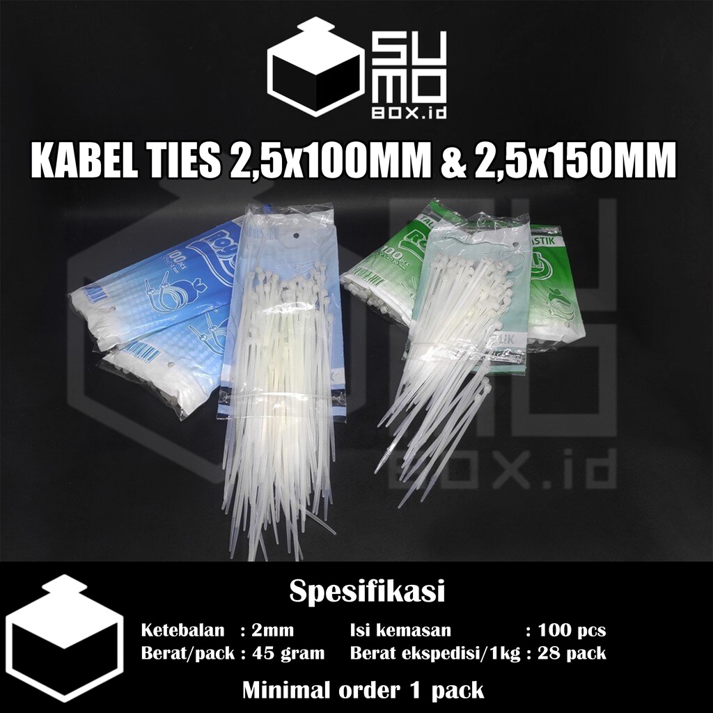 

Kabel ties 2,5x100mm, 150mm isi 100pcs \ Cable ties putih \ kabel serut \ tali serut