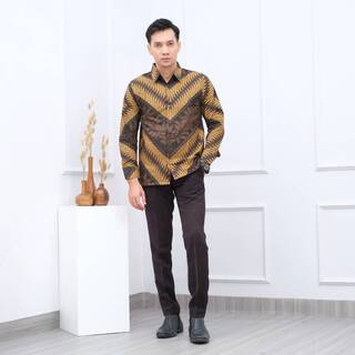 BAJU BATIK PRIA LENGAN PANJANG KEMEJA BATIK LENGAN PANJANG MODERN BATIK SLIMFIT PREMIUM PCW 114