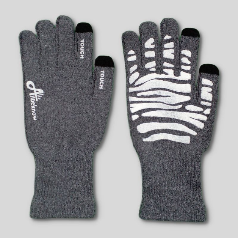 SARUNG TANGAN MOTOR Allbeknow / GRAY / GLOVE / TOUCH SCREEN HP / KARET ANTI SLIP / RAJUT