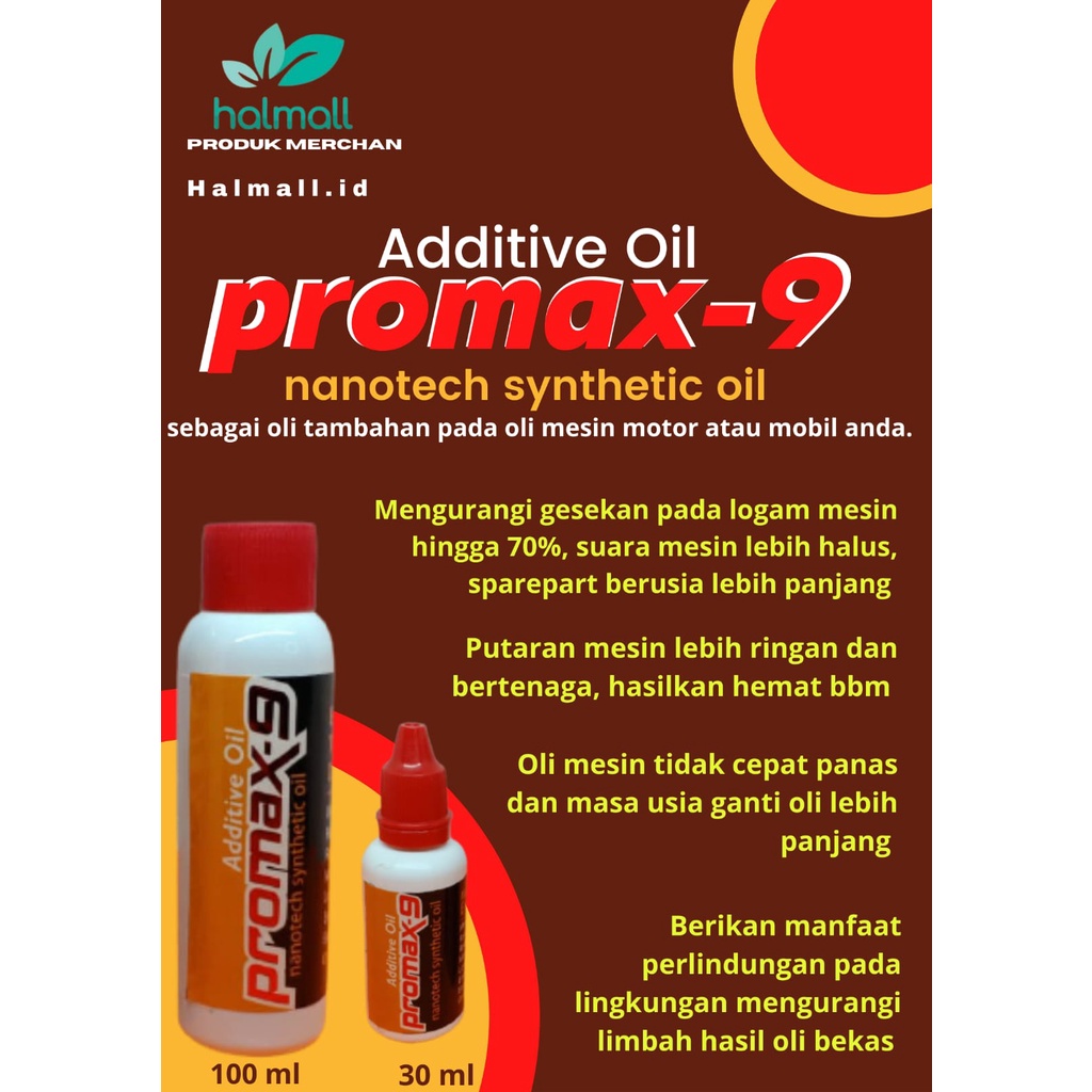 Promax-9 Additive oil mobil (vitamin oli mobil ) 100ml