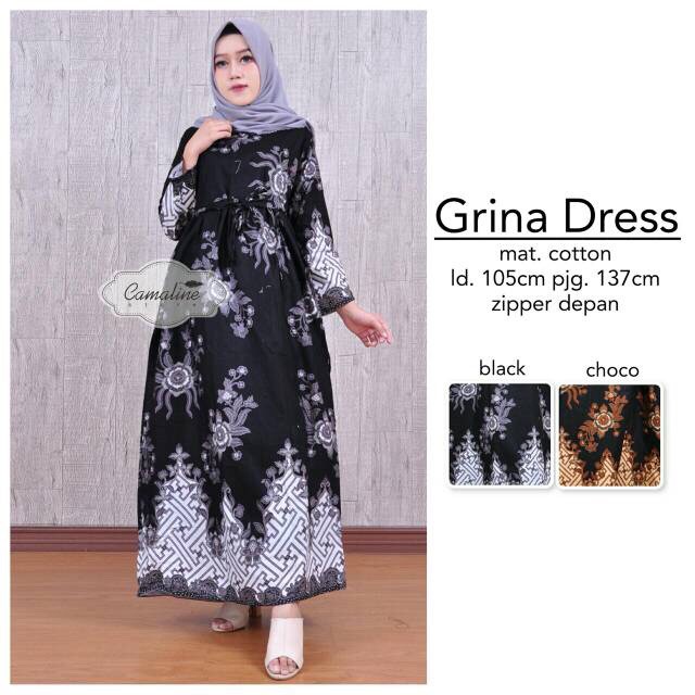 Best Seller Grina Dress Abu Grey Gamis Batik Premium Hijab Muslim Modern Long Dress ykxDpNIGjYn8e