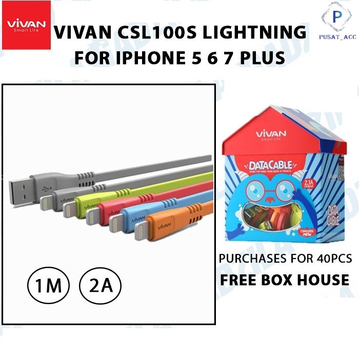 Kabel Data Charger Vivan Lightning 30 pin CSL100 100cm 100 M