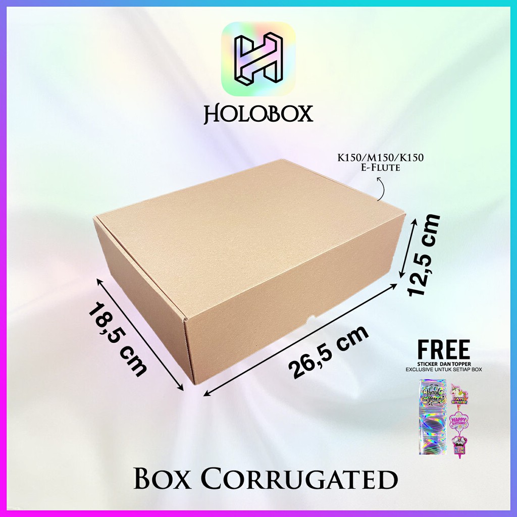 

Box/Dus/Kotak Polos/Packaging/Corrugated/Serbaguna Uk.26.5x18.5x12.5