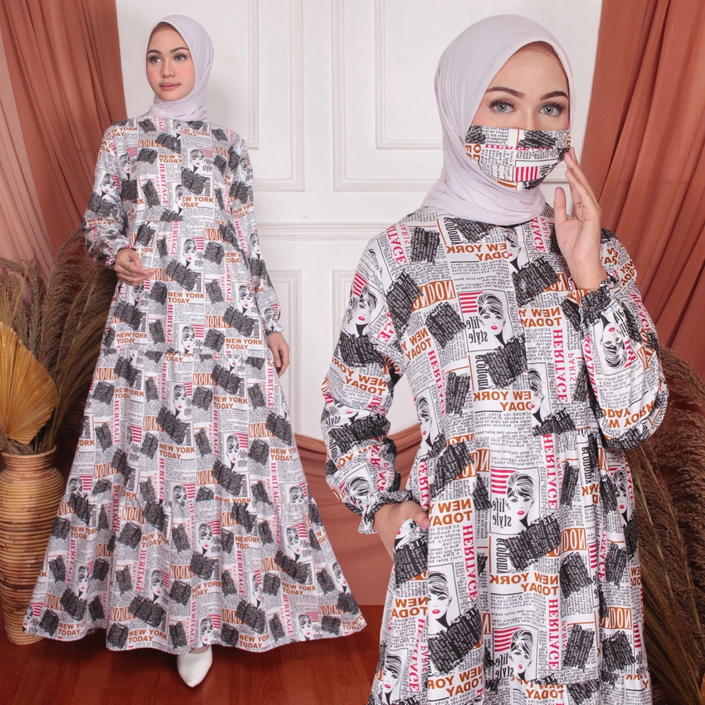ABA AGEN BAJU HOMEY DRESS GAMIS DEYA BAHAN KATUN-DEYA 22 PUTIH