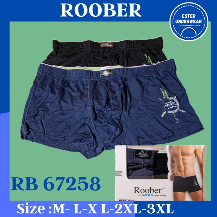 Celana Boxer Pria Roober RB 67258 Isi 2Pcs/Pack Bahan Soft Viscose