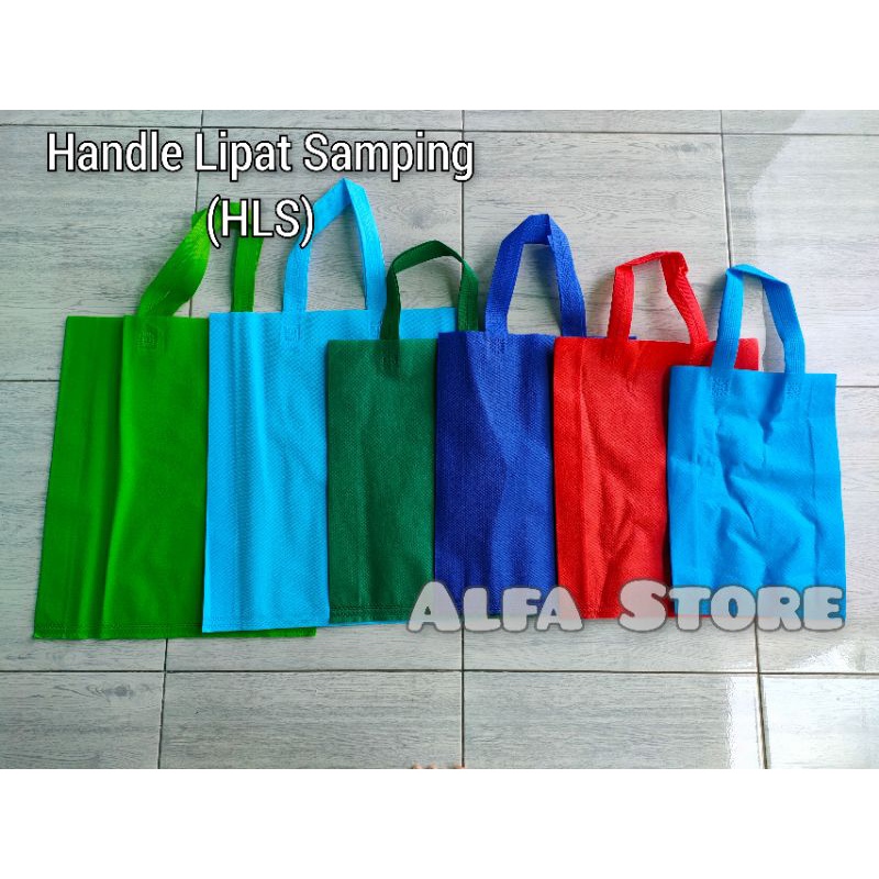 Tas Kain Spunbond Lusinan (isi 12 pcs)_ GOODIE BAG Handle Lipat Samping Polos Tebal