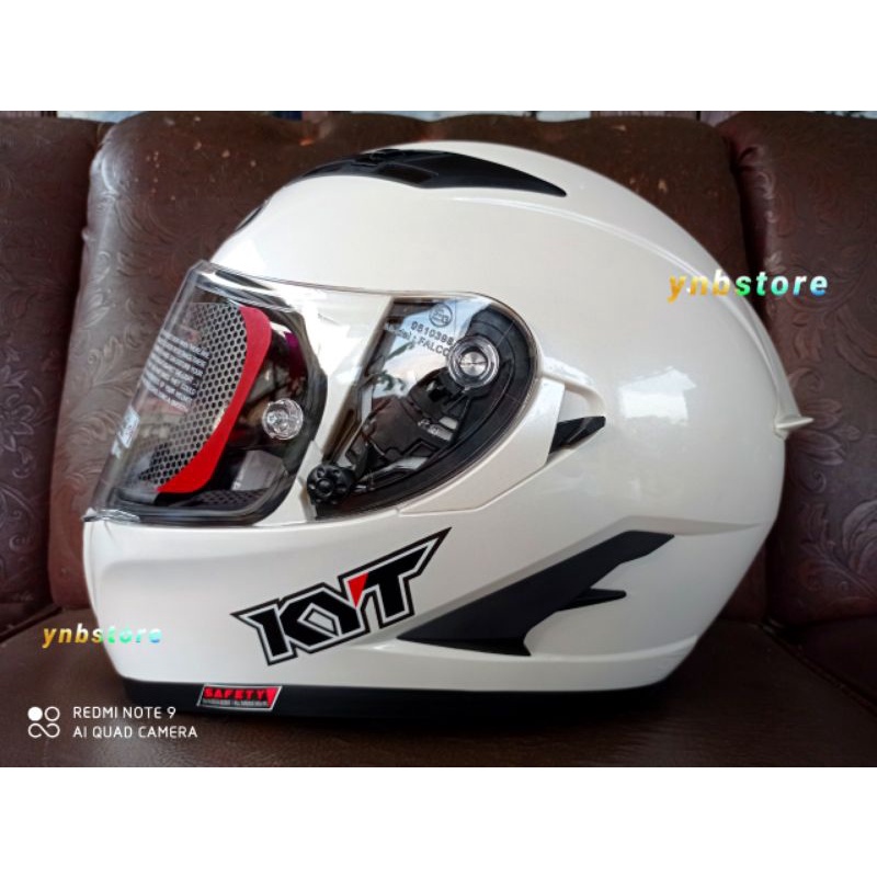 Helm KYT Falcon FR Solid White Flat Visor Clear Fullface Original Double Visor | KYT Falcon FR Polos