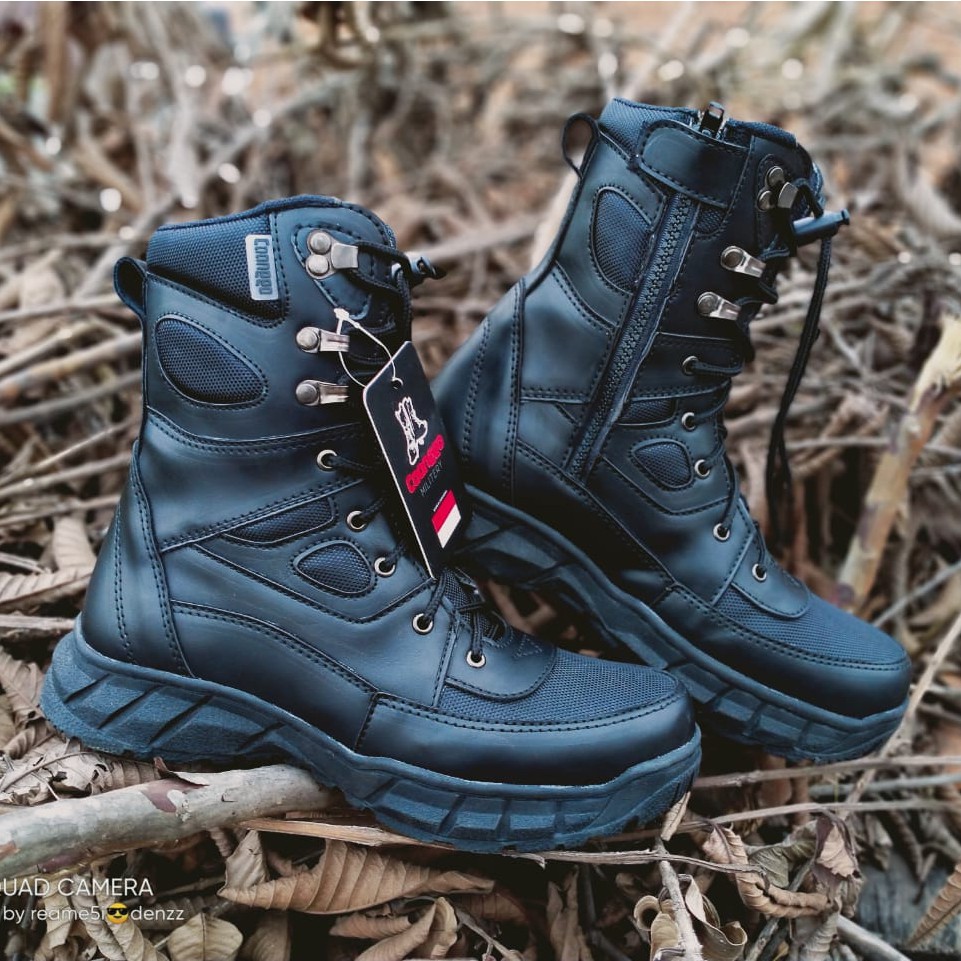 Sepatu PDL  CAANGGO Safety Boots Venom Black 9 Inci Ujung Besi