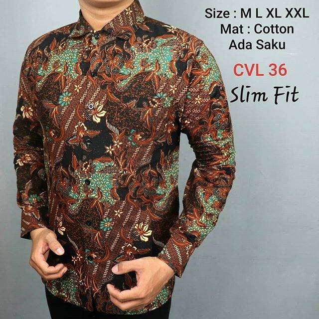 BAJU KEMEJA BATIK PRIA SLIM FIT LENGAN PANJANG CVL 36