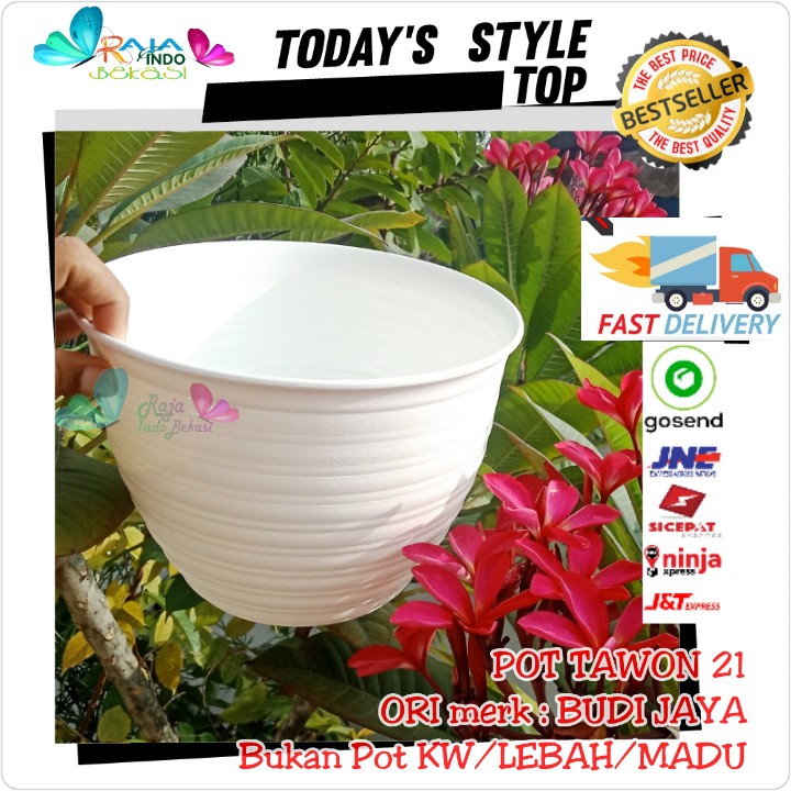 Pot Tawon  21 Cm Putih / Pot Madu 25 - Pot Plastik Bunga Tawon Bulat - Bukan Pot Kw Lebah