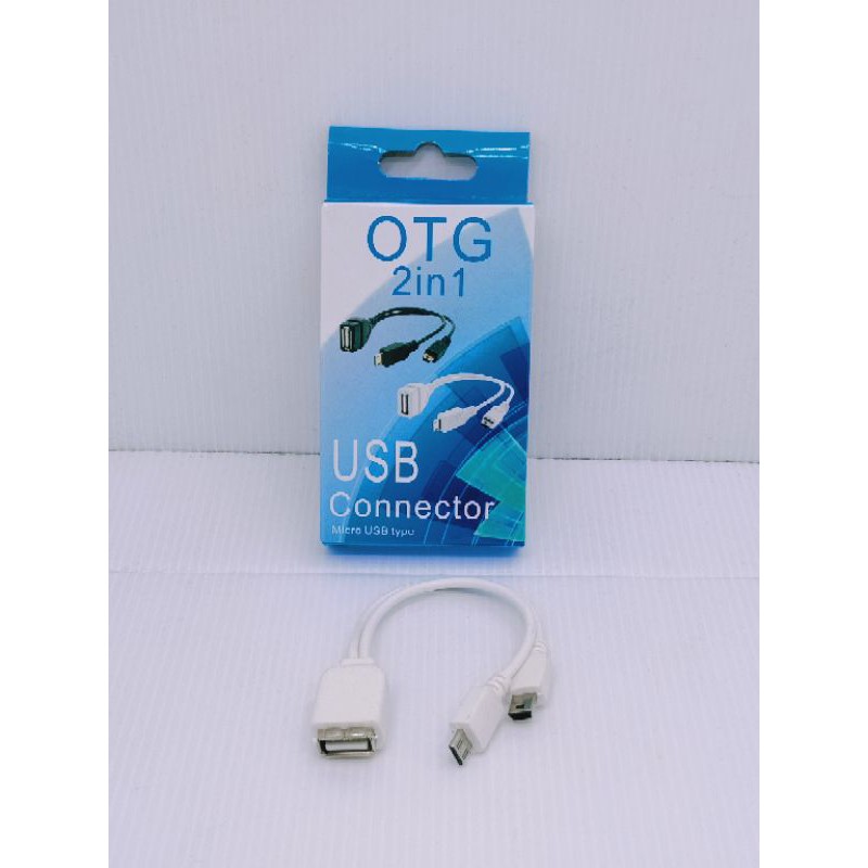 Kabel OTG 2 in 1 Micro usb dan Mini USB 5pin Kabel OTG 2 Cabang