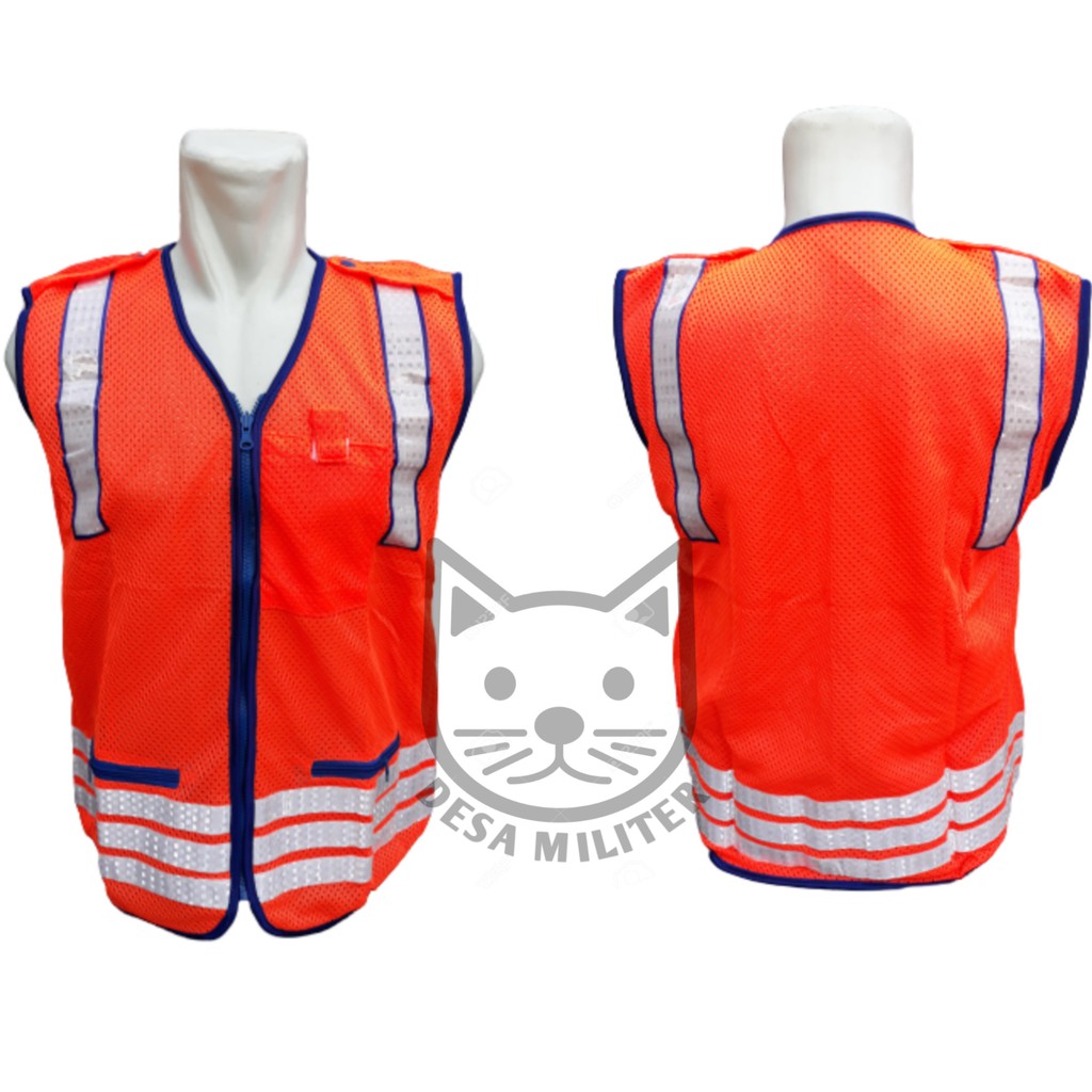 Rompi Safety Orange - Rompi Proyek Jaring - Rompi Jaring Touring - Parkir - Security