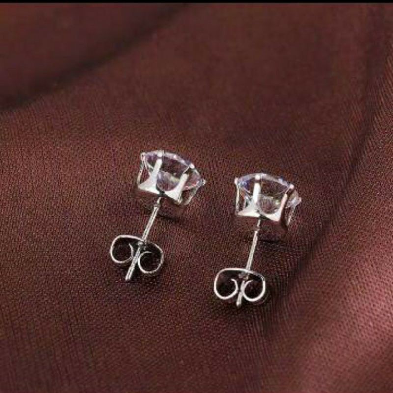 Jannjewelry Anting Titanium Giwang Permata Zircon Anti Karat Tidak Alergi Bisa Anak &amp; Dewasa 1pasang