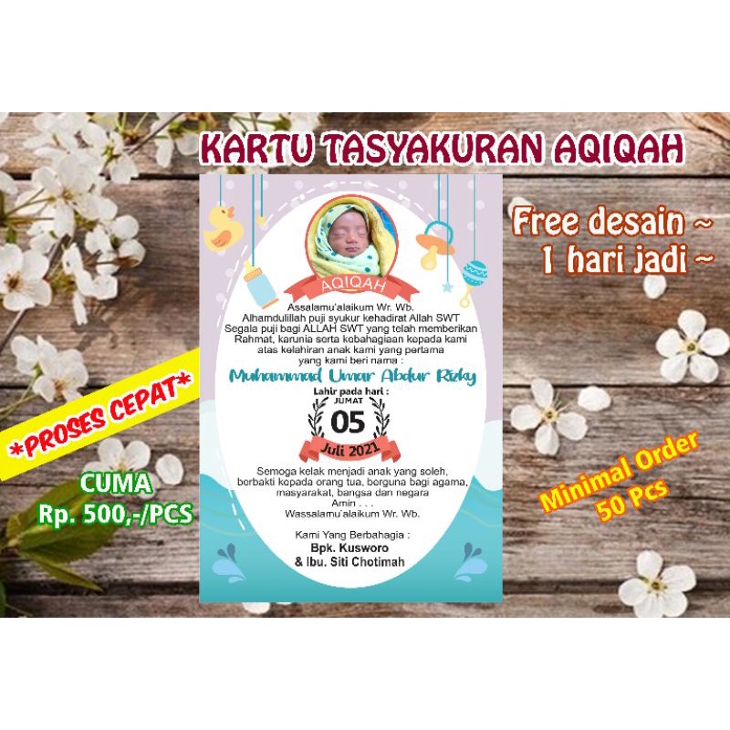 Jual Kartu aqiqah/Kartu tasyakuran aqiqah bayi | Shopee Indonesia