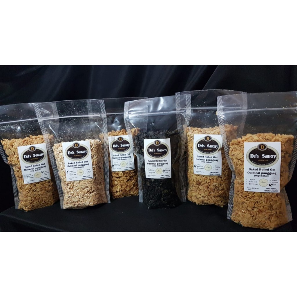 

Baked Rolled Oat / Oatmeal Panggang semi granola homemade 6 Packs Berbagai Rasa