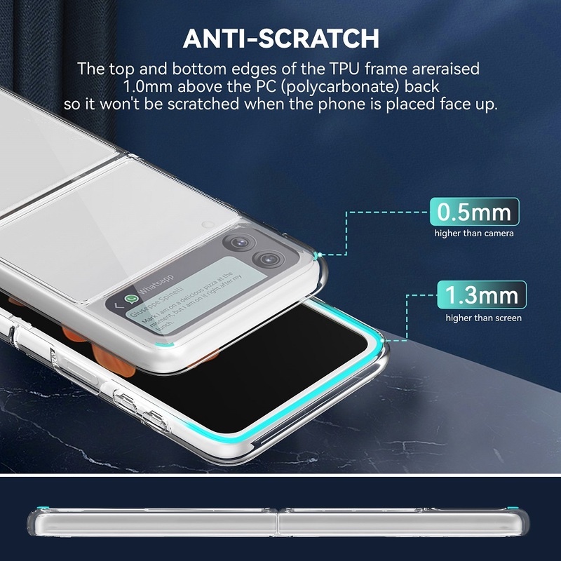 Casing Soft Case TPU + PC Transparan Ultra Tipis Shockproof Untuk Samsung Galaxy Z Flip 3