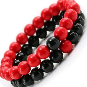 Gelang Couple Natural Batu Black Onix Dan Red Marjan Tampil Serasi