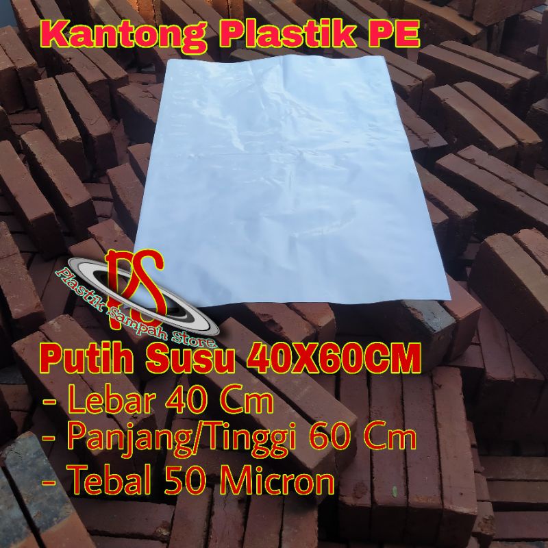 Kantong Plastik Sampah Putih 40 x 60 Cm , Kantong Plastik Sampah 40 x 60 Cm , Plastik Putih Susu 40x