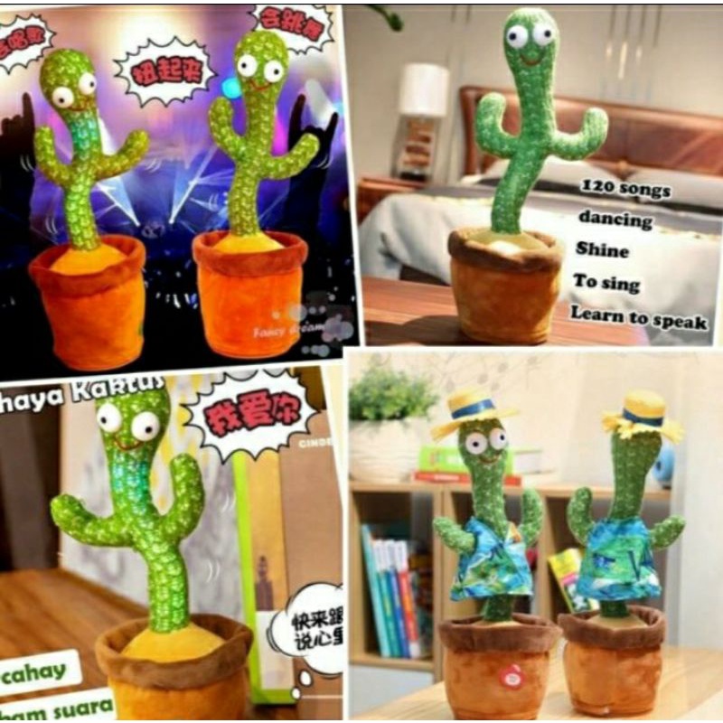 Mainan anak Boneka kaktus goyang, kaktus joget bisa menirukan suara hadiah ulang tahun original