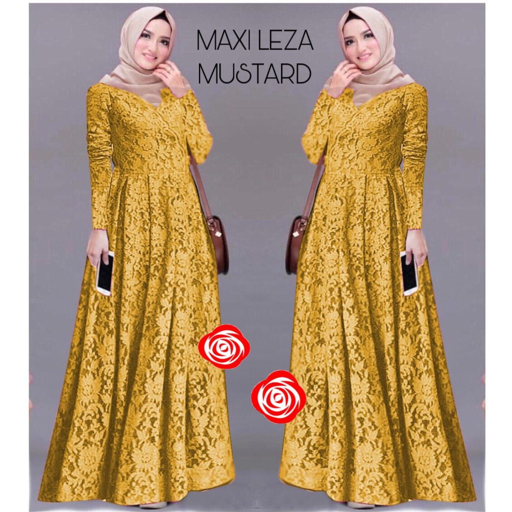 Leza Baju Gamis Busana Muslim Gamis Full  Brukat  Gamis Pesta Brukat Dewasa Fashion Gamis Premium