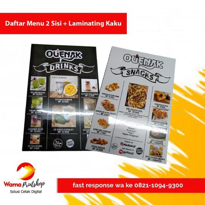 

Cetak Daftar Menu / Daftar Harga Ukuran A4 (+ Laminasi) 2 Sisi