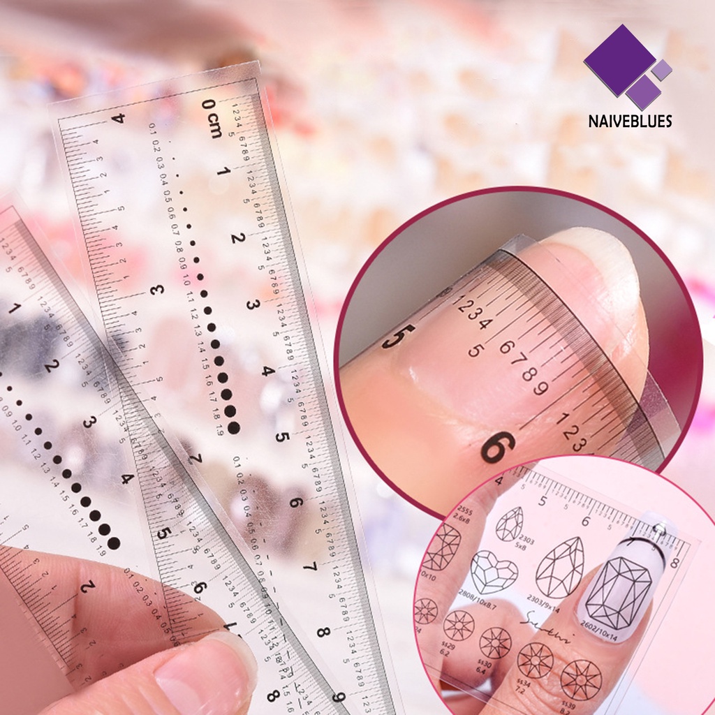 Ornamen Penggaris Kuku Palsu Bahan PVC Anti Air Untuk Manicure