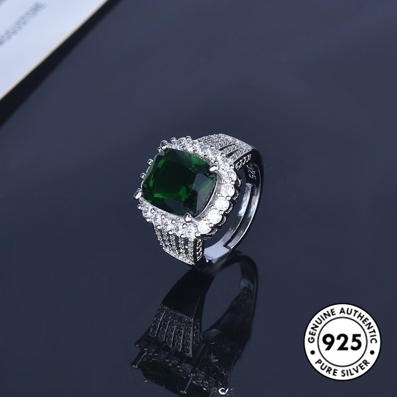 Cincin Sapphire Bahan S925 Silver Gaya Elegan Untuk Wanita