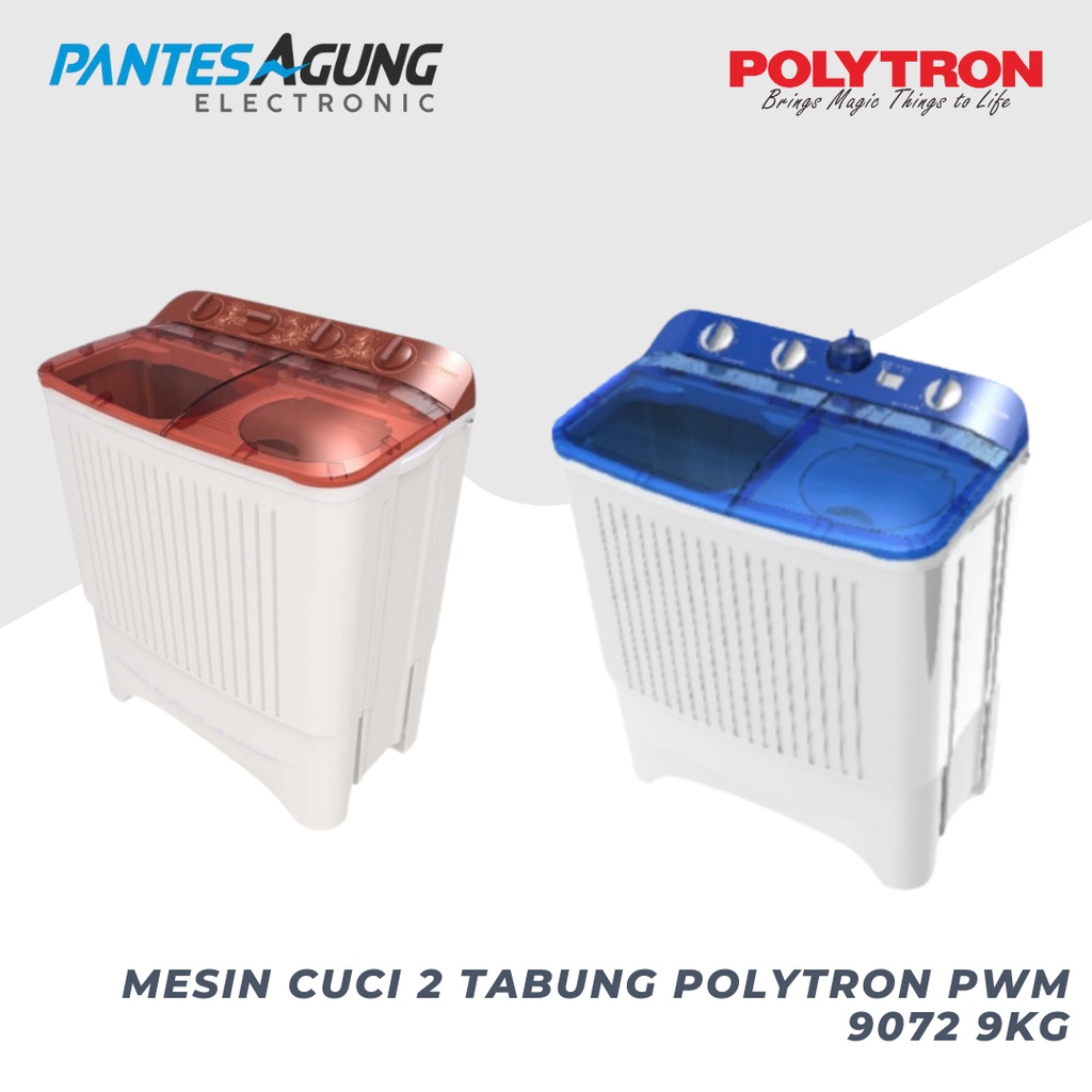 MESIN CUCI 2 TABUNG POLYTRON PWM 9072 9KG KHUSUS BANDUNG