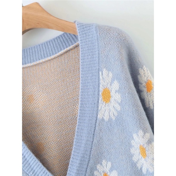 Daisy Flower V Neck Evelyn Cardigan Premium