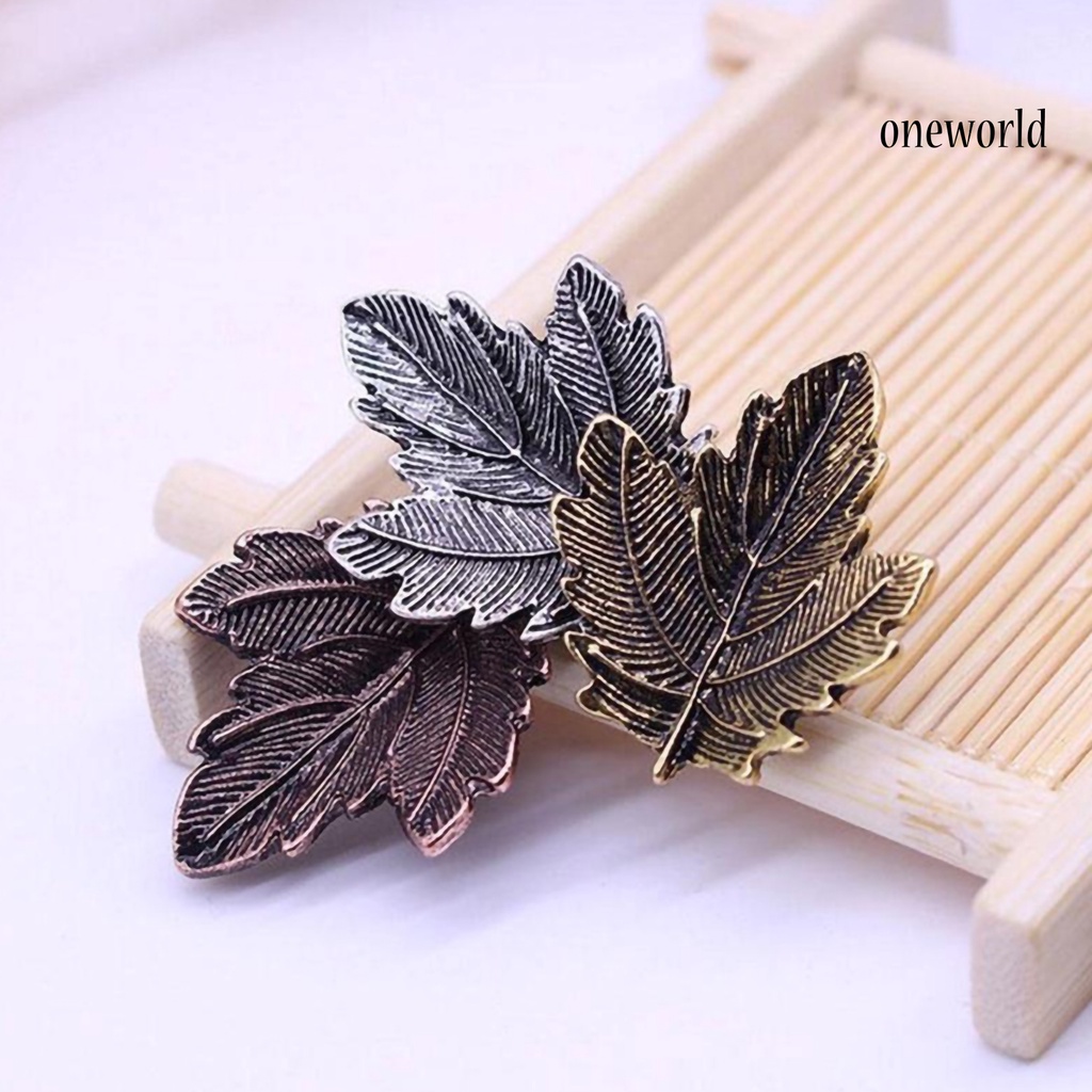 OW@ Vintage Three Leaves Alloy Brooch Pin Scarf Sweater Dress Women's Decor Gift