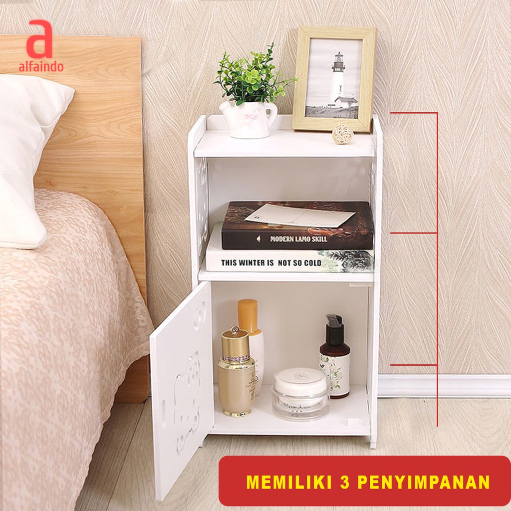 Alfaindo Meja Sudut Minimalis Kamar Tidur dan Ruang Tamu Lemari Nakas Mja Ngopi DS008NW