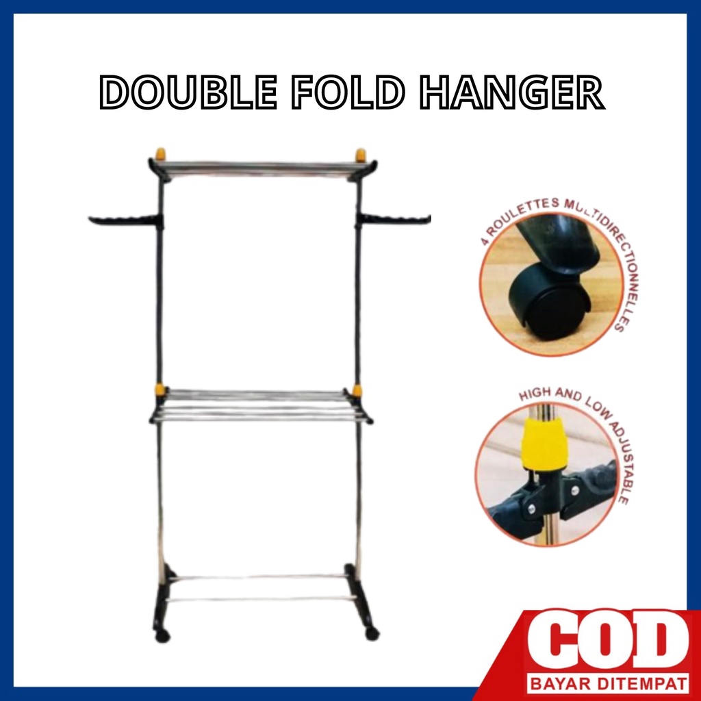 HHD-338 DOUBLE FOLD HANGER jemuran 2 tingkat gantungan baju outdoor