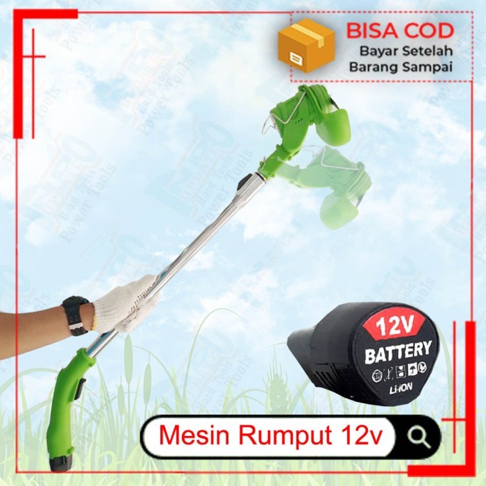 Mesin potong rumput cordless JLD Tools 1 baterai 12 volt
