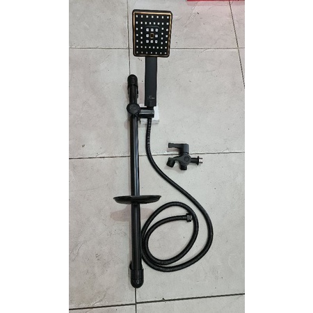 paket shower tiang stainless hitam FIORENTINO + kran cabang PROMO TERMURAH