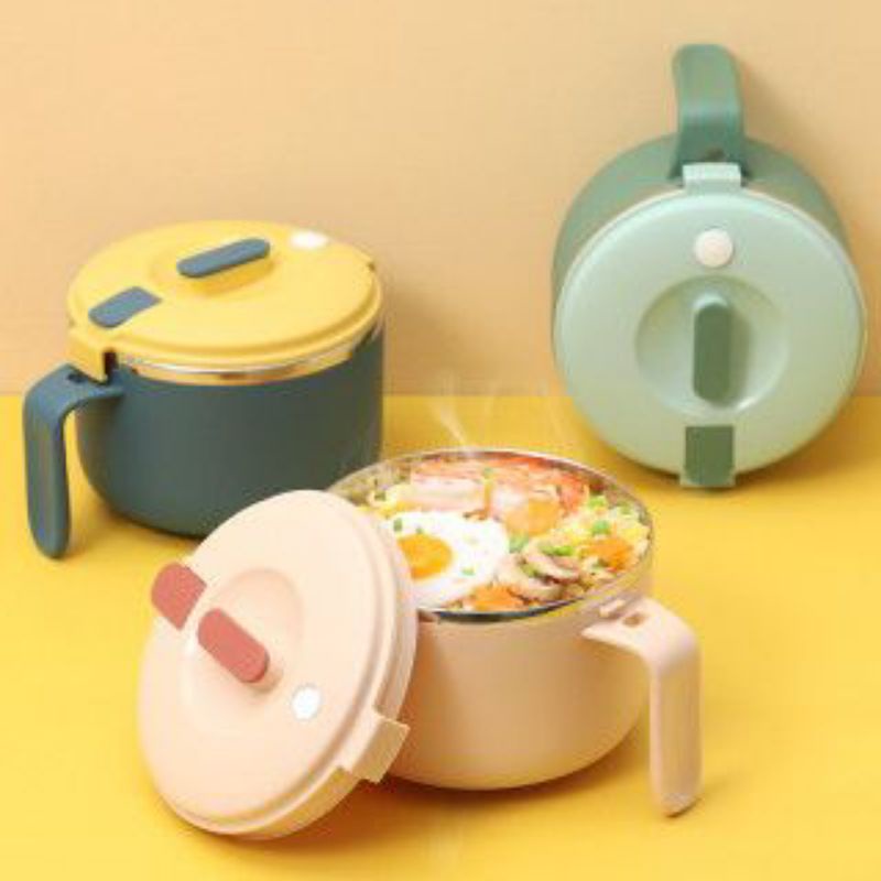 Mangkuk stainless steel anti tumpah kotak makan lunch box tahan panas pasar murah
