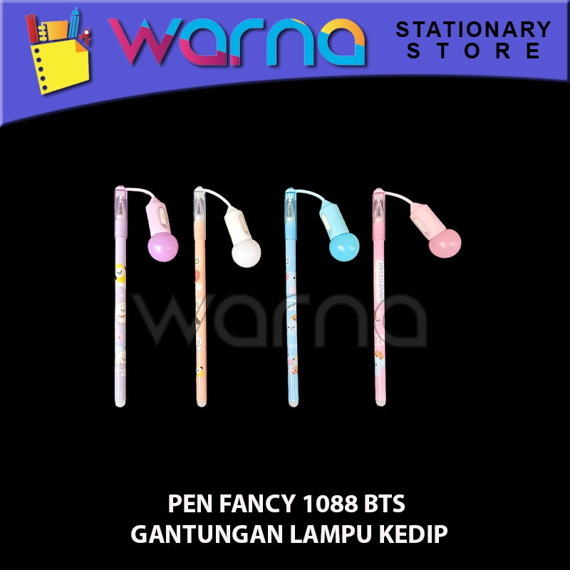 

PEN PULPEN BOLPEN BALLPOINT FANCY 1088 BTS GANTUNGAN LAMPU KEDIP