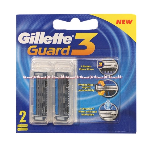 Gillette Guard 3 3Blades Isi 2Pcs Refill Pisau Cukur Gilete Pria Biru Gillete