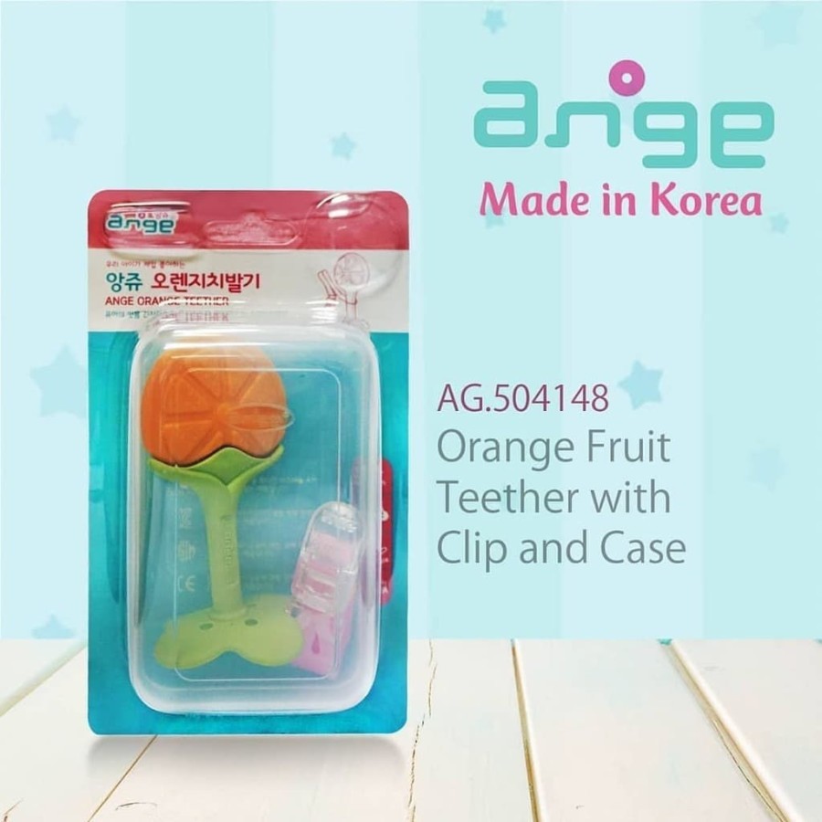 ANGE KOREA ORANGE TEETHER WITH CLIP &amp; CASE AG.504148 / GIGITAN BAYI