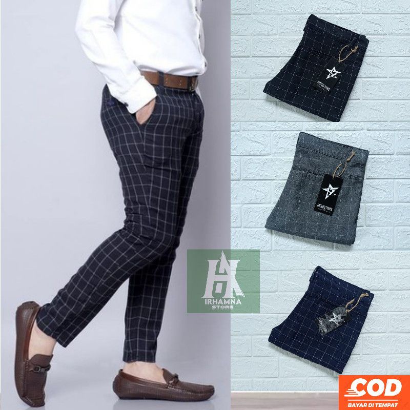 celana kotak kotak tartan panjang tartan pants pria celana tartan cowok celana casual