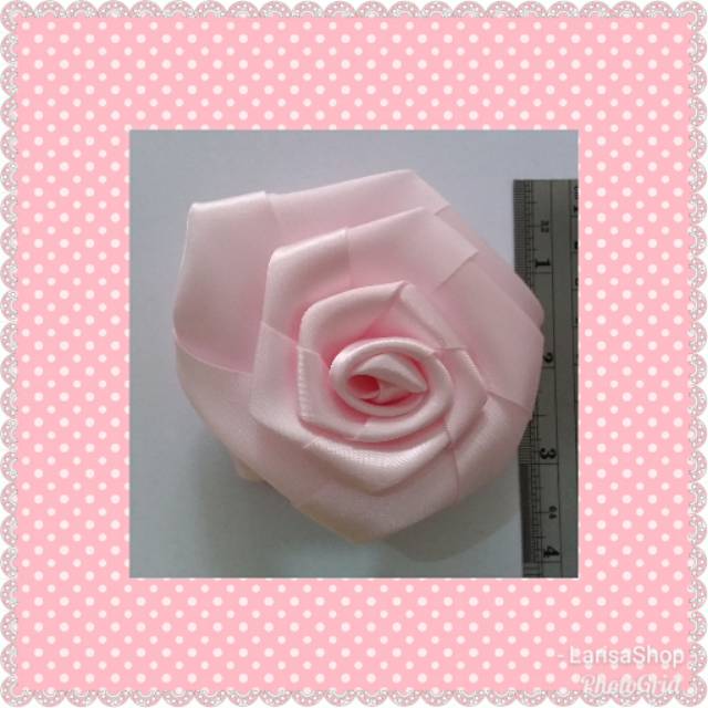 Aplikasi Bunga Mawar / Rose Pita Satin ukuran 9 cm