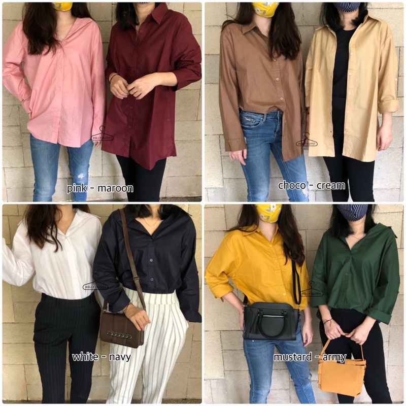 KEMEJA OVERSIZE kallyoutfit kemeja kerja / kemeja kuliah / kemeja kantor / kemeja polos