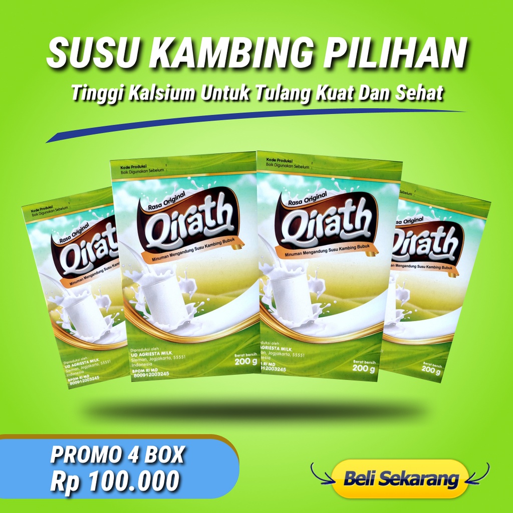 Susu Kambing Etawa, Qirath - Harga Lebih Hemat 4 x 200gram Bantu Atasi Masalah Pernapasan dan Perkuat Tulang