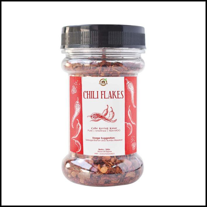 

6Gmx House Of Organix Chili Flakes ( Cabe Kering Kasar ) 50 Gr Thps